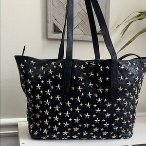 Authentic Pre Owned Jimmy Choo Black Star-Studded Sofia Tote Bag